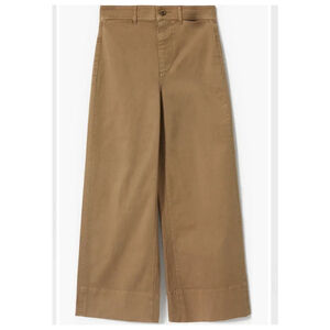 Everlane The Lightweight Wide-Leg Crop Cotton Chino Pants Stretch Mariner Sz 4
